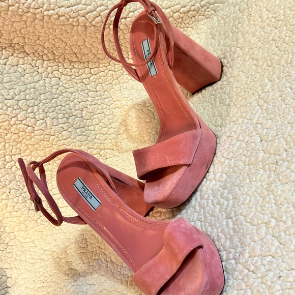 PRADA Suede Ankle-Strap Platform Sandals - Picture 6 of 6